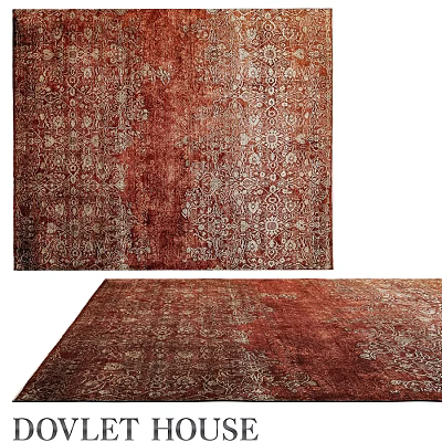 Rust Red Square Rug with Intricate Traditional Patterns for Living Room Decor 3d model