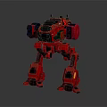 Red Four Legged Mechanical Robot Character With Green Eye And Armor 3d model