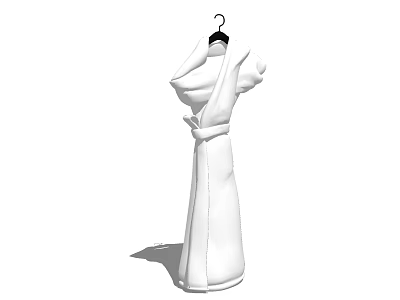 White Robe Hanging On Black Hanger Simple Design Comfortable Loungewear 3d model