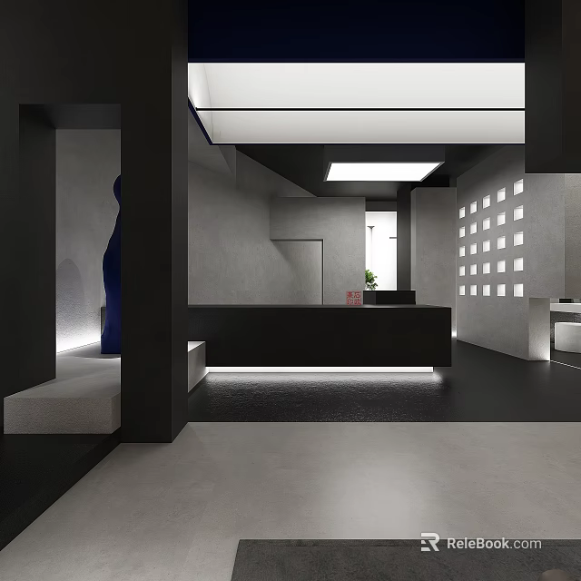 Modern Open Concept Kitchen Interior Design With Island Counter Cabinets And Lighting 3d model 