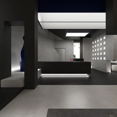Modern Open Concept Kitchen Interior Design With Island Counter Cabinets And Lighting 3d model