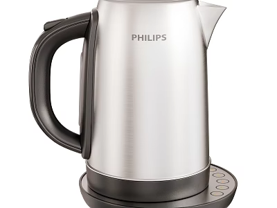 Philips Stainless Steel Electric Kettle With Black Handle And Base For Daily Use 3d model
