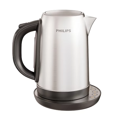 Philips Stainless Steel Electric Kettle With Black Handle And Base For Daily Use 3d model