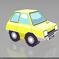 Yellow Cartoon Style Paper Craft Car With 3D Model Design And Reflection Effect