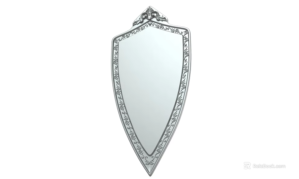 Classic Silver Decorative Shield With Ornate Border And Emblem Top Design 3d model 