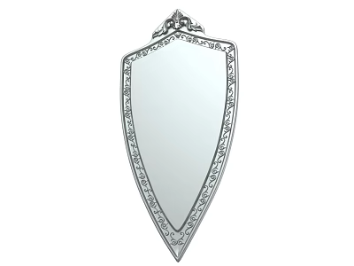 Classic Silver Decorative Shield With Ornate Border And Emblem Top Design 3d model