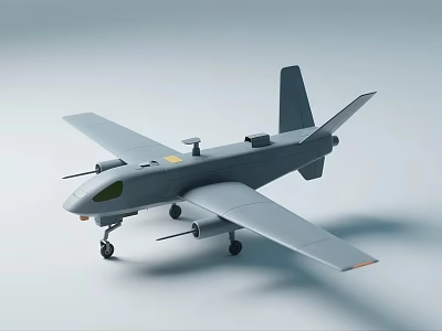 Gray Unmanned Aerial Drone With Wings Landing Gear And Aerial Vehicle Structure 3d model