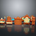 Colorful Wooden Building Block Furniture In Various Styles With Decorative Details