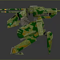 Futuristic Mech Warrior And Green Orange Camouflage Four Legged Mechanical Creature