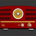 Vintage Red Radio With FM AM Dials Knobs And Classic Speaker Grilles