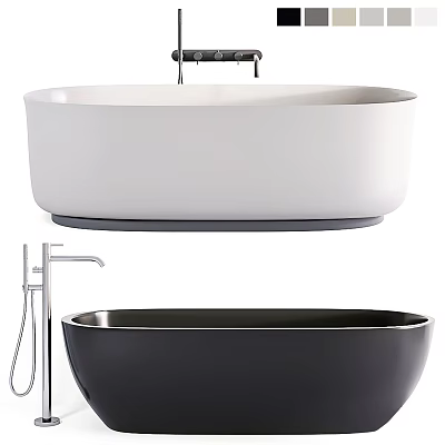 Modern Sleek White And Black Bathtub Design With Freestanding Faucet And Smooth Surface 3d model