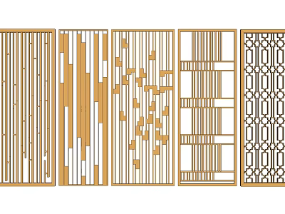 Decorative Room Dividers With Modern Geometric Patterns And Slatted Panel Designs 3d model