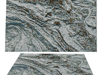 Square Rug with Marble Like Wavy Texture Gray White Gold Modern Design Intricate Details 3d model