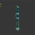 Dark Blue Cylindrical Device With Top Opening Yellow Stripes Red Button And Shiny Bottom