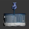 Industrial Interior Landscape With Blue Square Tiles Gray Walls White Pipes And Equipment