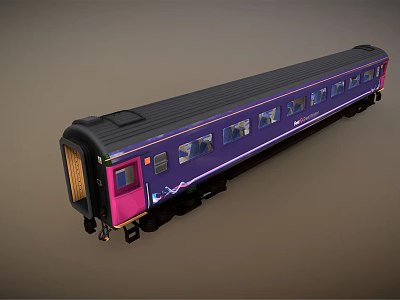 Modern Purple Pink Passenger Train With Stylish Windows And Exterior Design 3d model