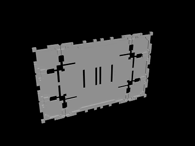 Gray Rectangular Frame Structure With Black Cross Markings And Vertical Lines 3d model