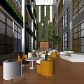 Contemporary Indoor Lounge Space With Green Vertical Gardens And Modern Seating