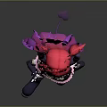 Game And Movie Character With Red Hair Horns Purple Long Hair And Heart Accessory