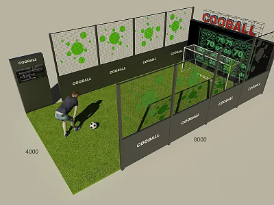 Football Sports Equipment With Soccer Goal Net And Training Area For Practice 3d model