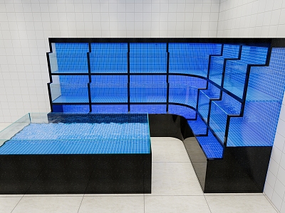 Hotel restaurant seafood pool renderings model