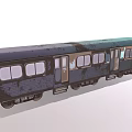 Rustic Blue Green Train Carriage With Multiple Windows And Wooden Doors
