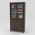 Dark Wood Bookcase Furniture With Glass Doors And Storage Shelves For Books