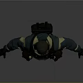 Tactical Operative in Green Brown Uniform With Hooded Mask And Tactical Gear Standing Pose