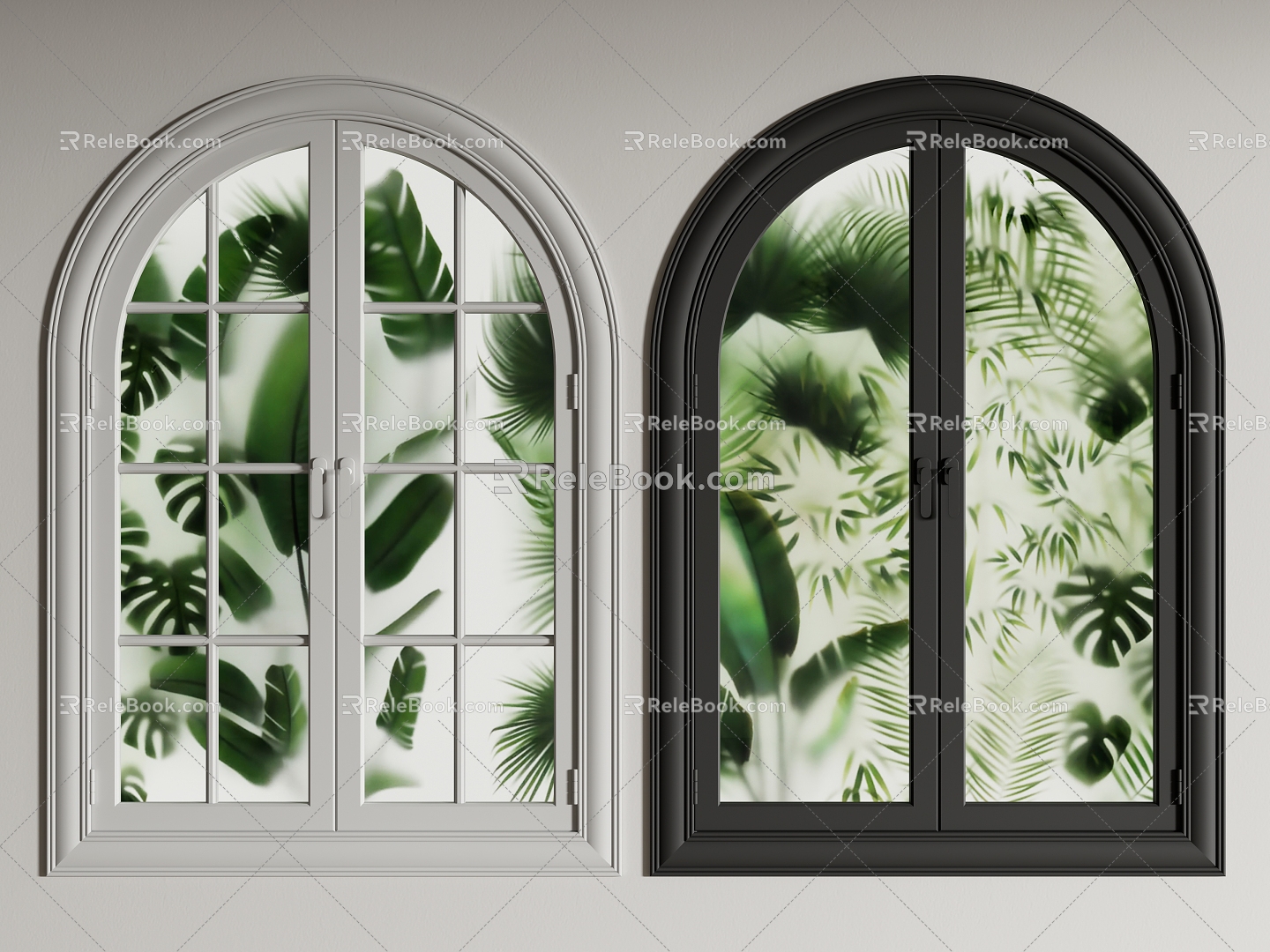 French window curved window casement window 3d model