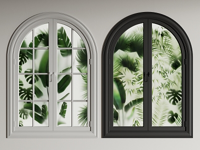 French window curved window casement window 3d model