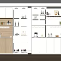 Modern Open Kitchen Wine Cabinet With Glass Doors LED Lighting And Wooden Design