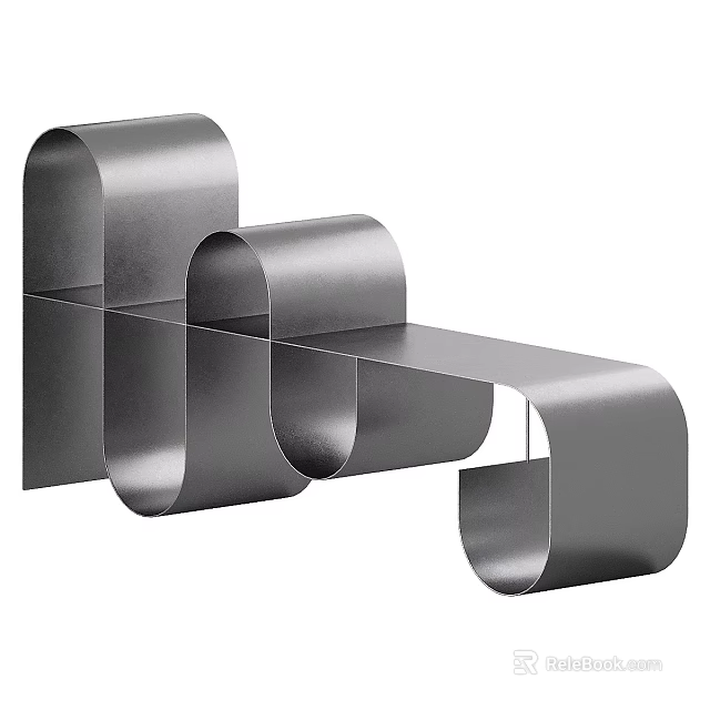 Sleek Modern Metal Display Shelf Featuring Curved Structure and Minimalist Design 3d model