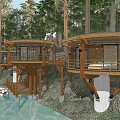 Wooden Circular Treehouse Guesthouse Over Water With Forest View And Balcony