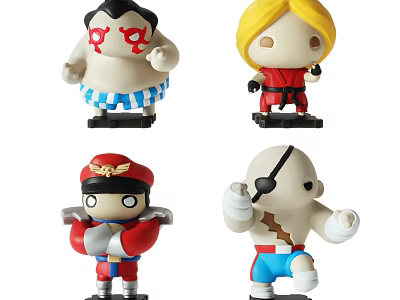 Collectible Cartoon Character Dolls Featuring Various Colorful Outfits And Different Poses 3d model