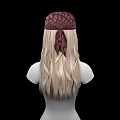 Game Movie Character With Red Crocheted Hat Blonde Long Braided Hair On Black Background