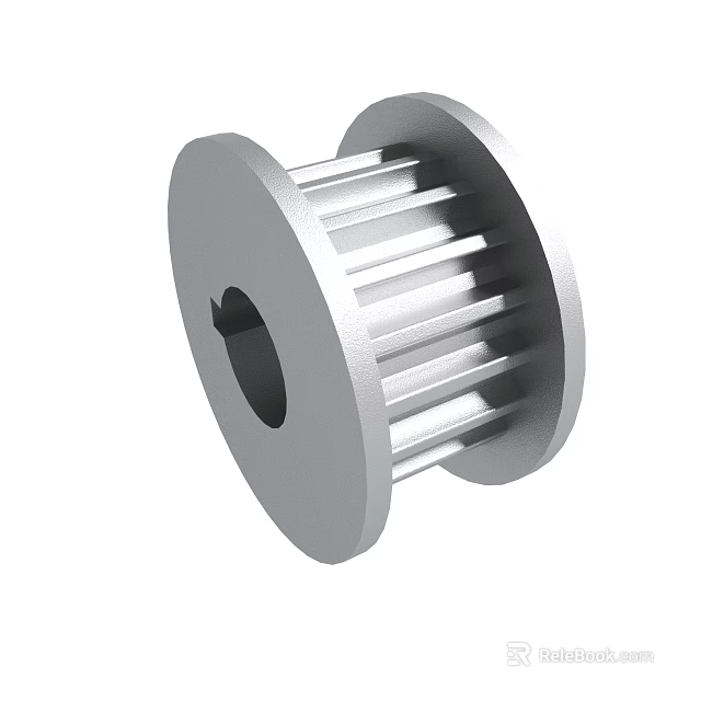 Metal Toothed Pulley With Central Hole And Aluminum Construction For Mechanical Parts 3d model 