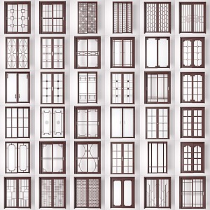 New Chinese-style sliding door 3d model