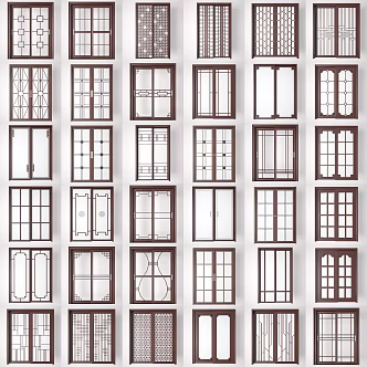New Chinese-style sliding door 3d model