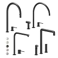 Stylish Modern Kitchen Faucets Featuring Various Designs And Matte Black Finish 3d model