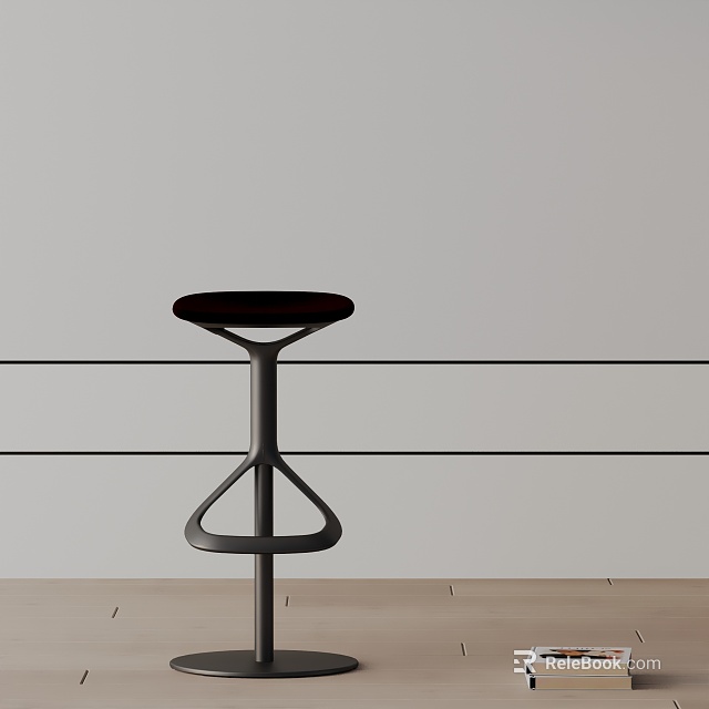 Modern Sleek Bar Stool Featuring Round Seat And Metal Geometric Frame 3d model 