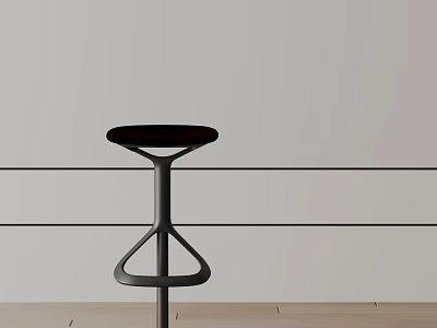 Modern Sleek Bar Stool Featuring Round Seat And Metal Geometric Frame 3d model
