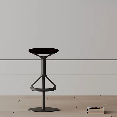Modern Sleek Bar Stool Featuring Round Seat And Metal Geometric Frame 3d model