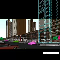 Modern Commercial Street Featuring Luxury Brands High Rise Buildings And Cars