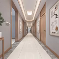 Hospital Outpatient Clinic Corridor With TCM Decor And Wooden Doors