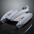 Modern Gray Fighter Jet with Gold Stripes and Sleek Aerodynamic Design Showcasing Futuristic Military Aircraft