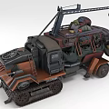 Heavy Duty Tracked Utility Vehicle With Roof Crane Loaded Cargo And Brown Black Off Road