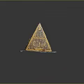 Golden Ancient Pyramid Scenery With Intricate Carvings On Stone Base And Dark Backdrop