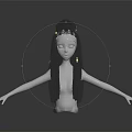 White Mannequin With Long Black Braided Hair And Extended Arms