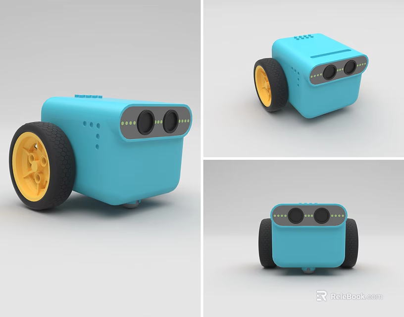 Blue Smart Mobile Machine With Yellow Wheels And Modern Compact Design 3d model
