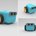 Blue Smart Mobile Machine With Yellow Wheels And Modern Compact Design 3d model